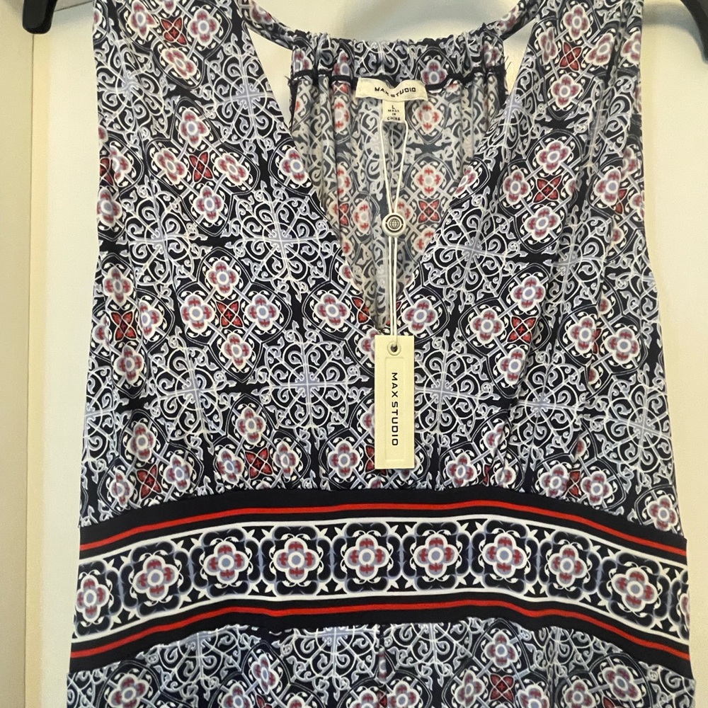 NWT Max Studio Navy and White Halter Sundress